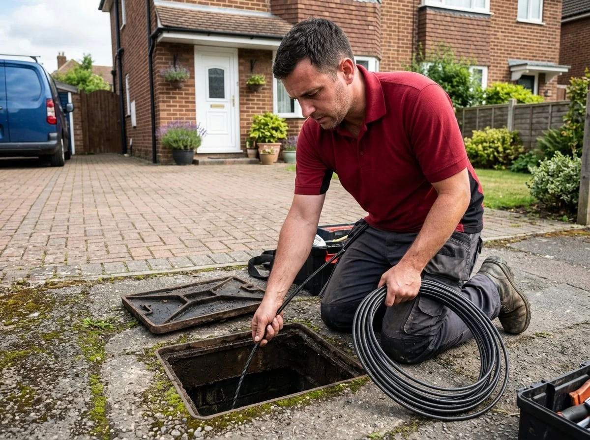 Pinner Plumbers 247 drainage engineer clearing a blocked drain in Pinner
